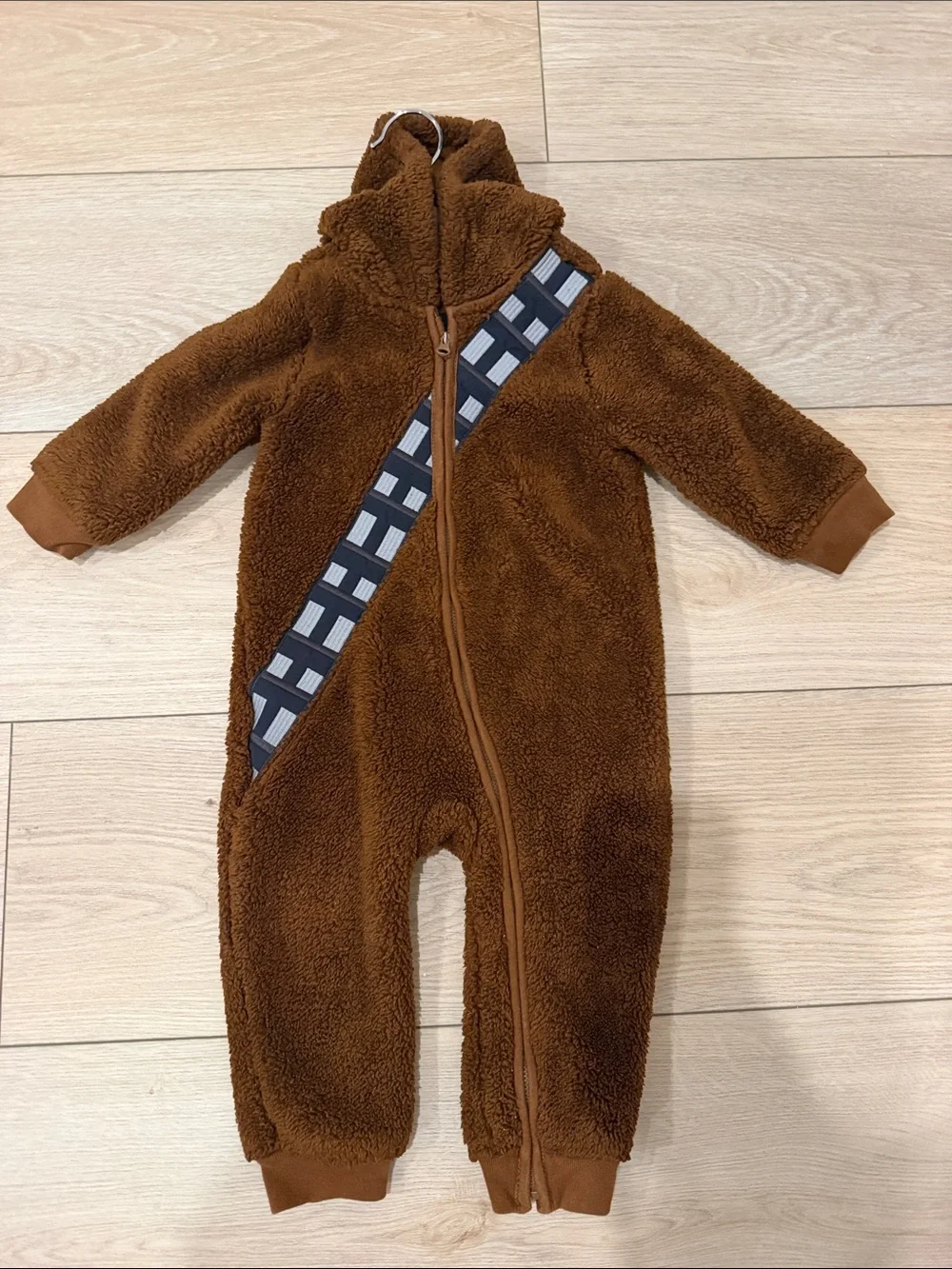 Kids Brown Sherpa Chewie Star Wars x Gap One-Piece Romper with Diagonal Detail